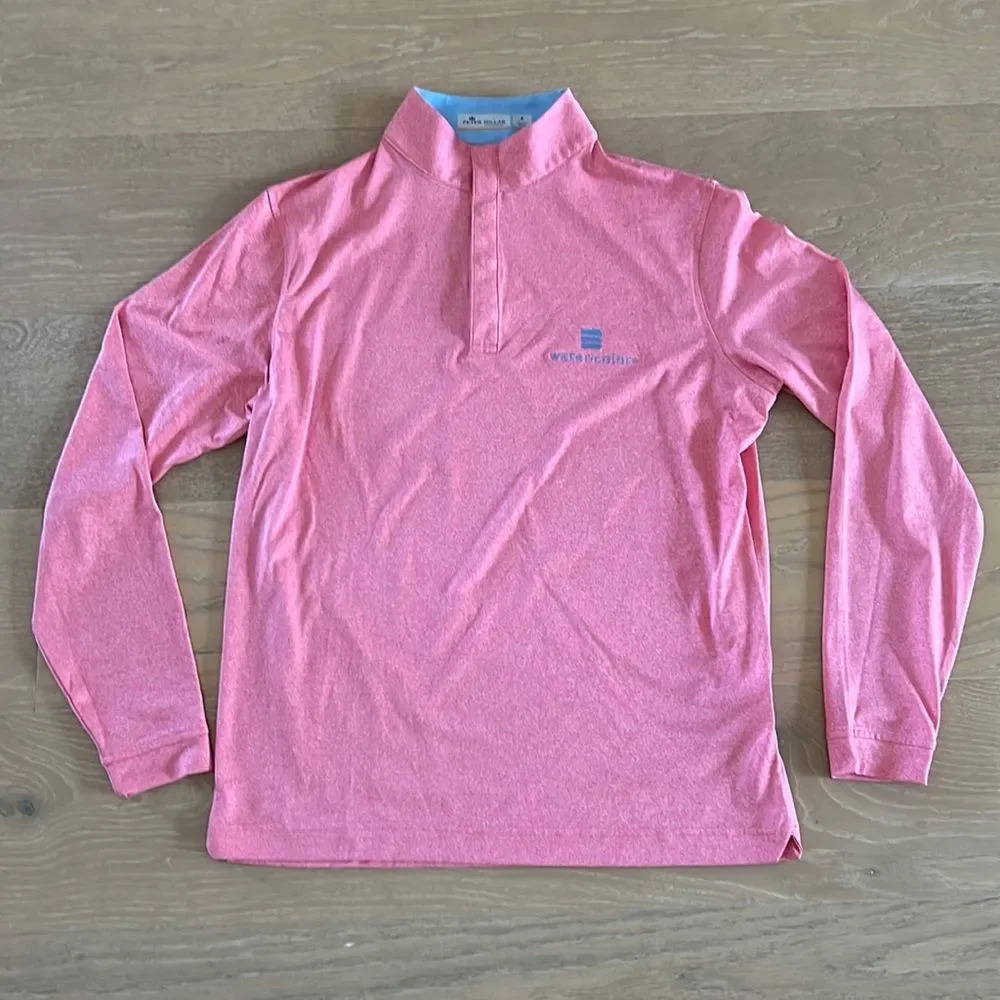 Peter Millar Watersound Beach Club Quarter Zip Button Up Easter Pink Blue Small - Picture 1 of 5